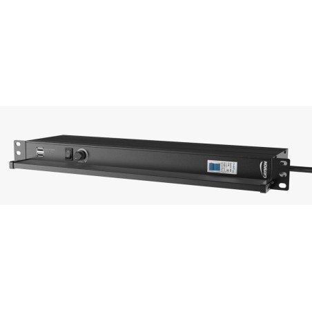 Multiprises (x9) rackable 19" 16A LED+USB, avec adaptateur CH