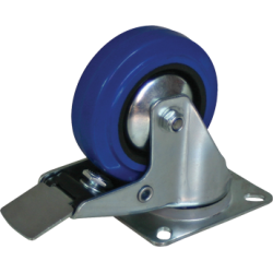 Roulettes mobiles 100mm bleu Brake