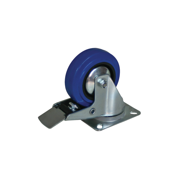 Roulettes mobiles 100mm bleu Brake