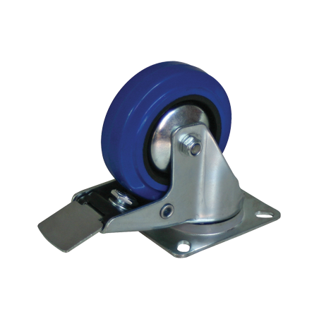 Roulettes mobiles 100mm bleu Brake