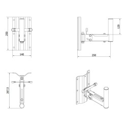 Support d'enceinte mural 250mm blanc